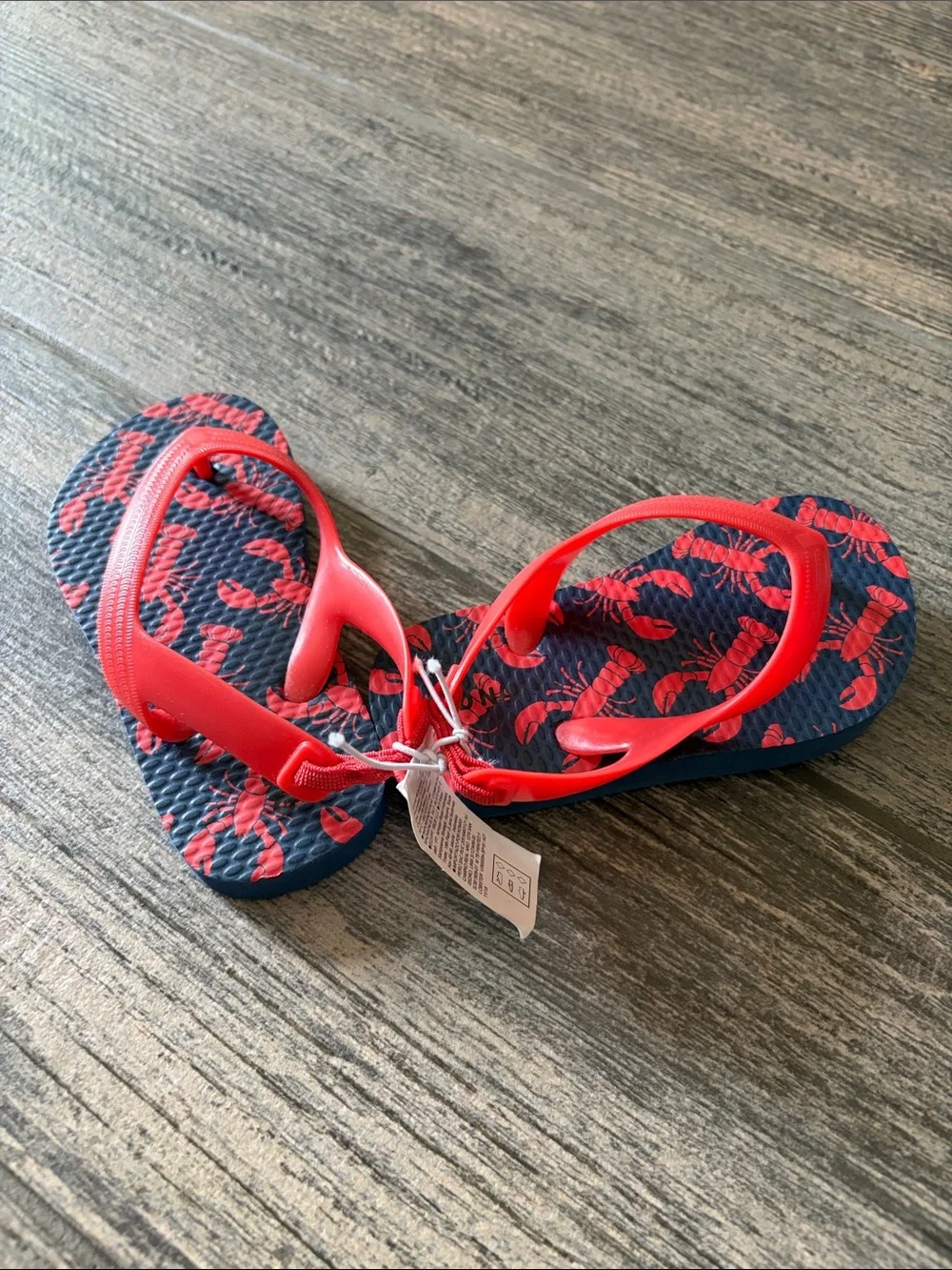 NEW!!! Old Navy Kids Navy Flip Flops with Red Lobster Print